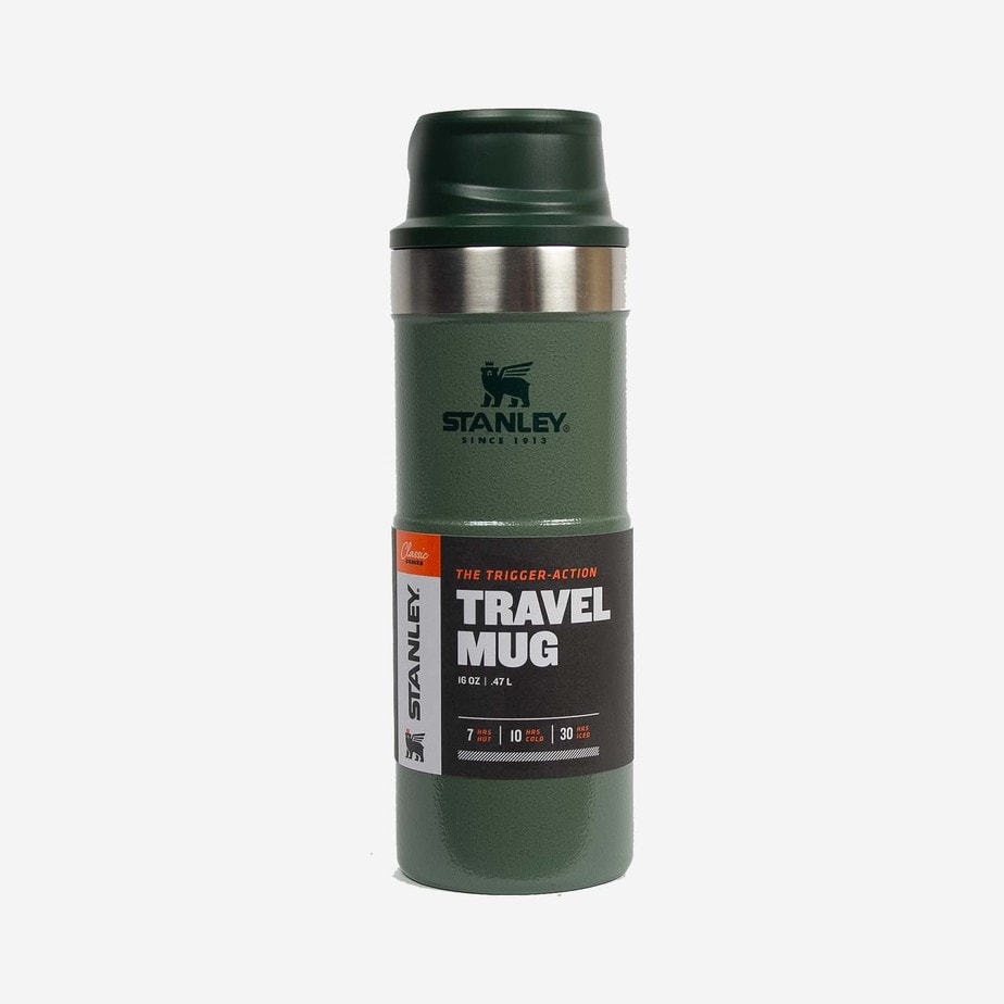 Stanley Classic Trigger Action Travel Mug Green 0.47 Litre Leakproof