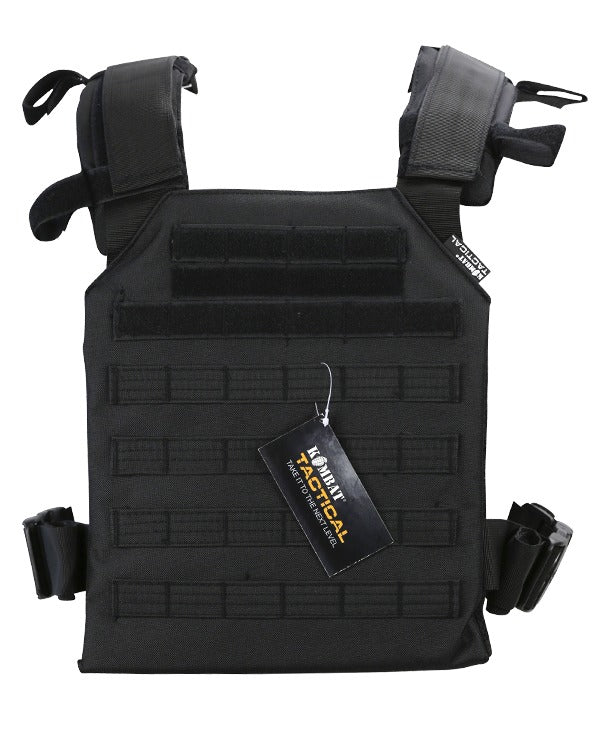 Kombat Black Spartan Plate Carrier with quick release buckle system and adjustable straps