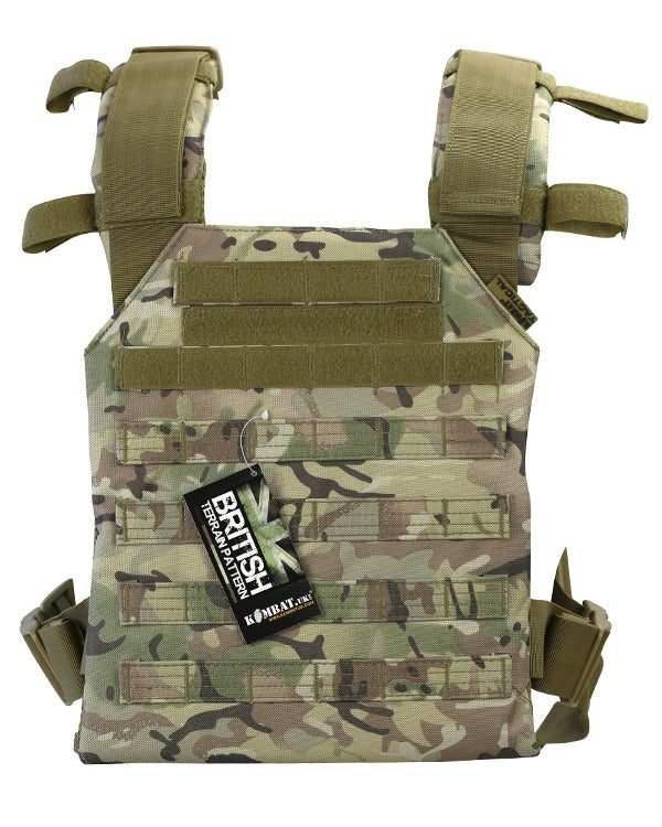 Kombat BTP Camo Spartan Plate Carrier with quick release buckle system and adjustable straps