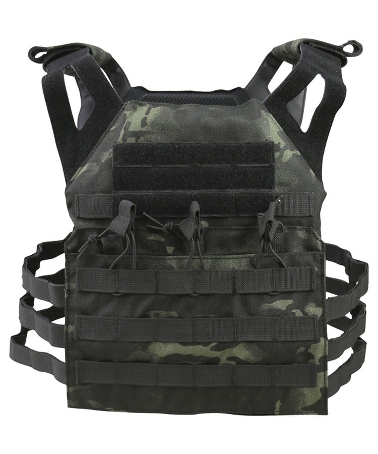 Kombat BTP Black Camo Spec-Ops Jump Plate Carrier with padded shoulder and adjustable straps