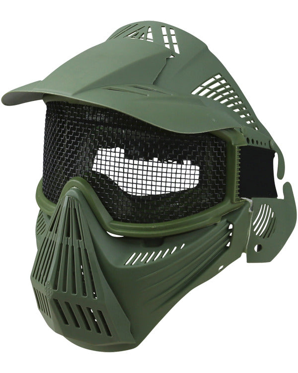 Kombat Full Face Olive Green Mesh Mask with adjustable straps