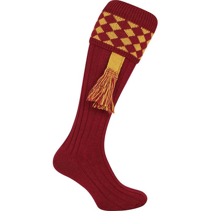 Jack Pyke Harlequin Shooting Socks - Burgundy