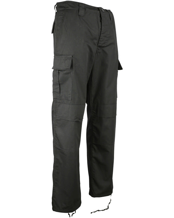 Kombat M65 BDU Ripstop Black Trousers with cargo pockets and taped legs