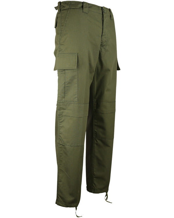 Kombat M65 BDU Ripstop Olive Green Trousers with cargo pockets and taped legs