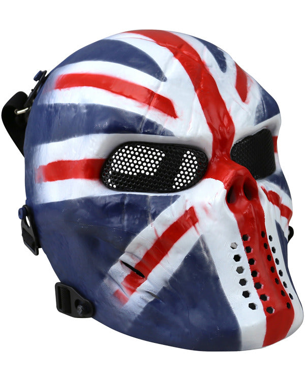 Kombat Union Jack Skull Mesh Mask with adjustable elastic straps