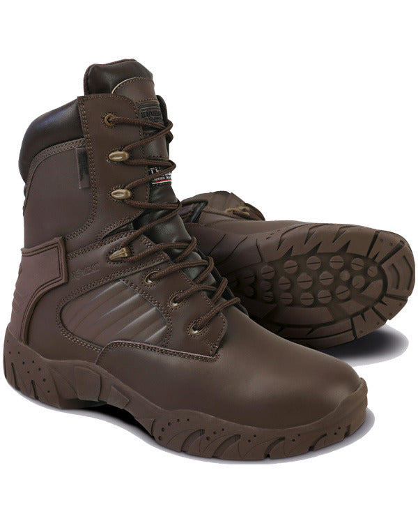 Kombat Tactical Pro Boot MOD Brown All Leather with oil resistant soles and heavy duty side zip