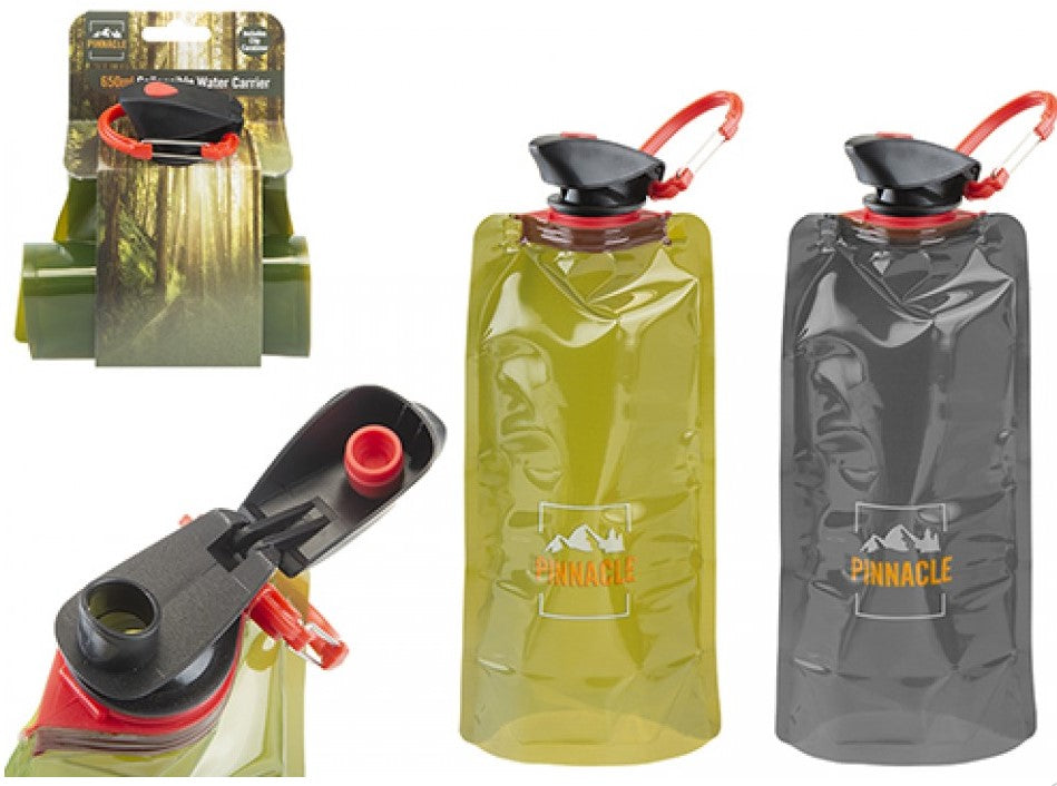 Pinnacle Collapsible Water Carrier with carabiner and flip top lid